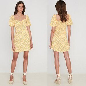 NWT Faithfull The Brand Shimma Dress Bette Floral Puff Mini Dress Size: 4
